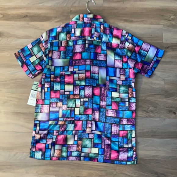 3/$45 Men’s button down shirt retro colorful print silky smooth touch casual S - Picture 16 of 17